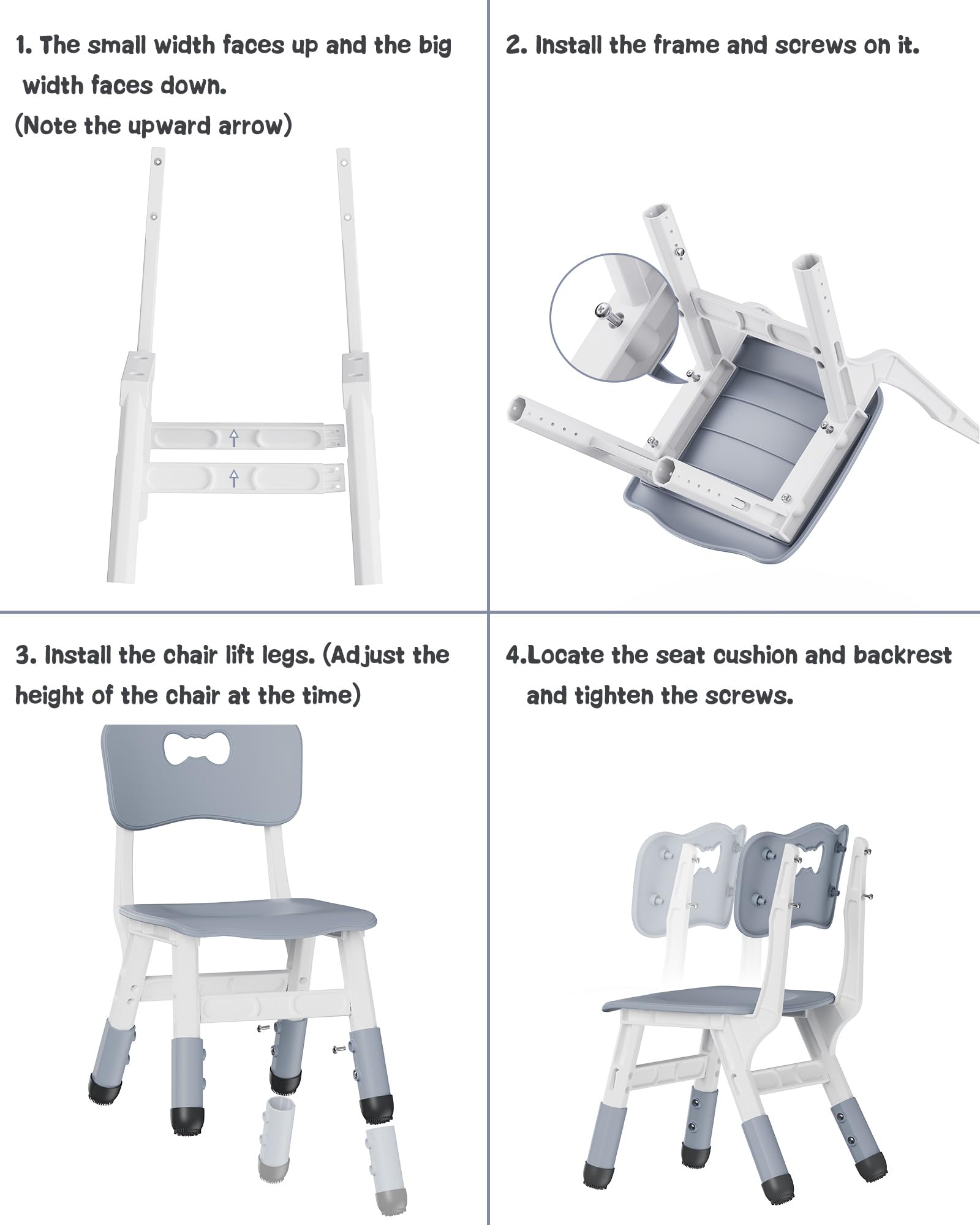 Brelley Kids Chairs Height Adjustable Toddler Chairs for Table, for Indoor & Outdoor Use Classroom/Daycare/Home, Suitable for Ages 2-8