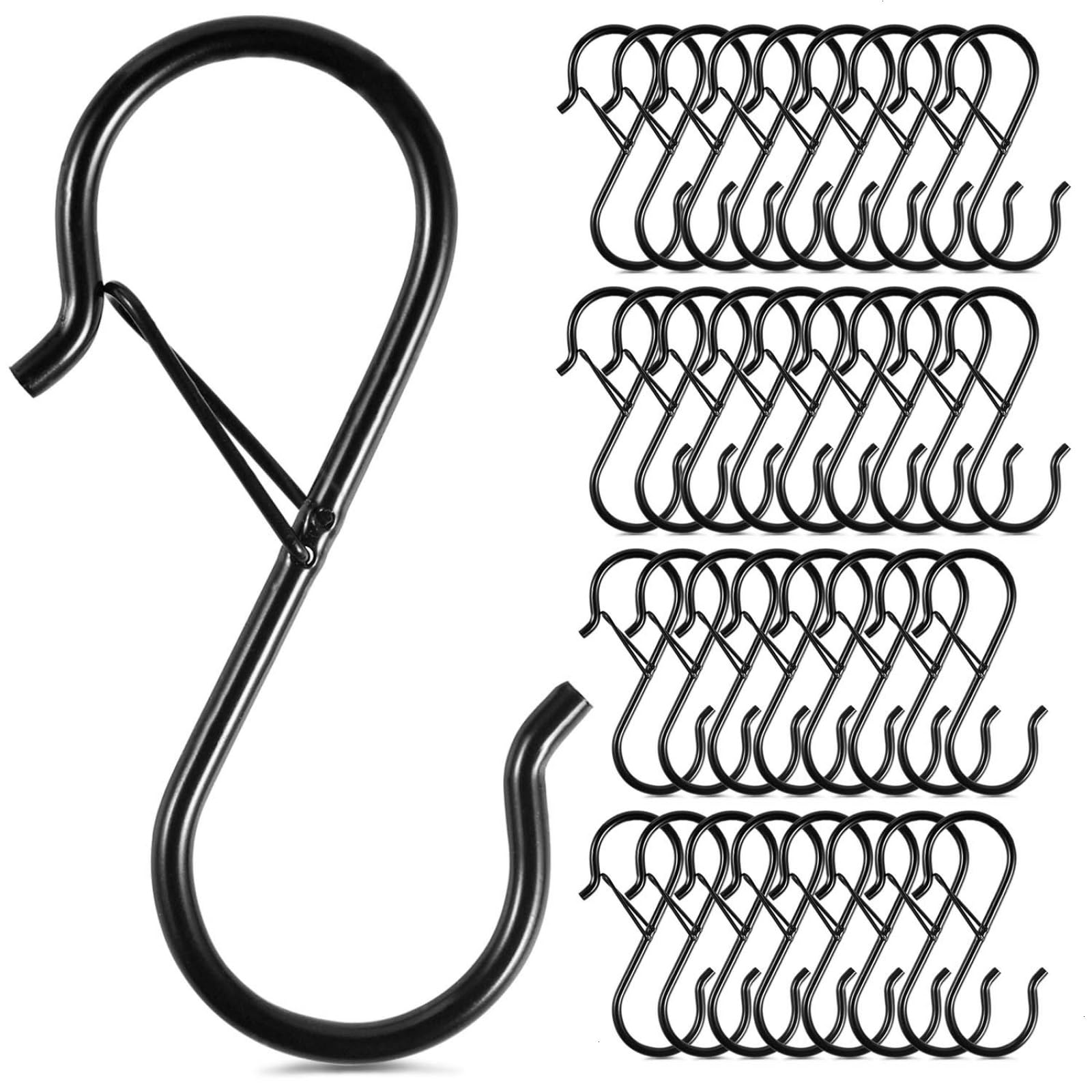 WSSROGY 35 Pcs S Hooks Hangers with Safety Buckle 3.6 inch Closet Hooks Fence Hooks for Hanging Plants, Kitchenware