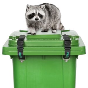 trash can locks for animals, raccoon bear proof trash can lock, easy to install, long lasting strap lid garbage can lock for out door garbage can - 2pcs