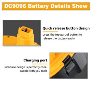 Xmenany 4600mAh DC9096 18V Battery Replacement for Dewalt 18-Volt Battery Pack XRP DW9095 DW9096 DW9098 DE9039 DE9095 DE9096 DE9098 DC9099 DC9098(NiMh) 1Pack