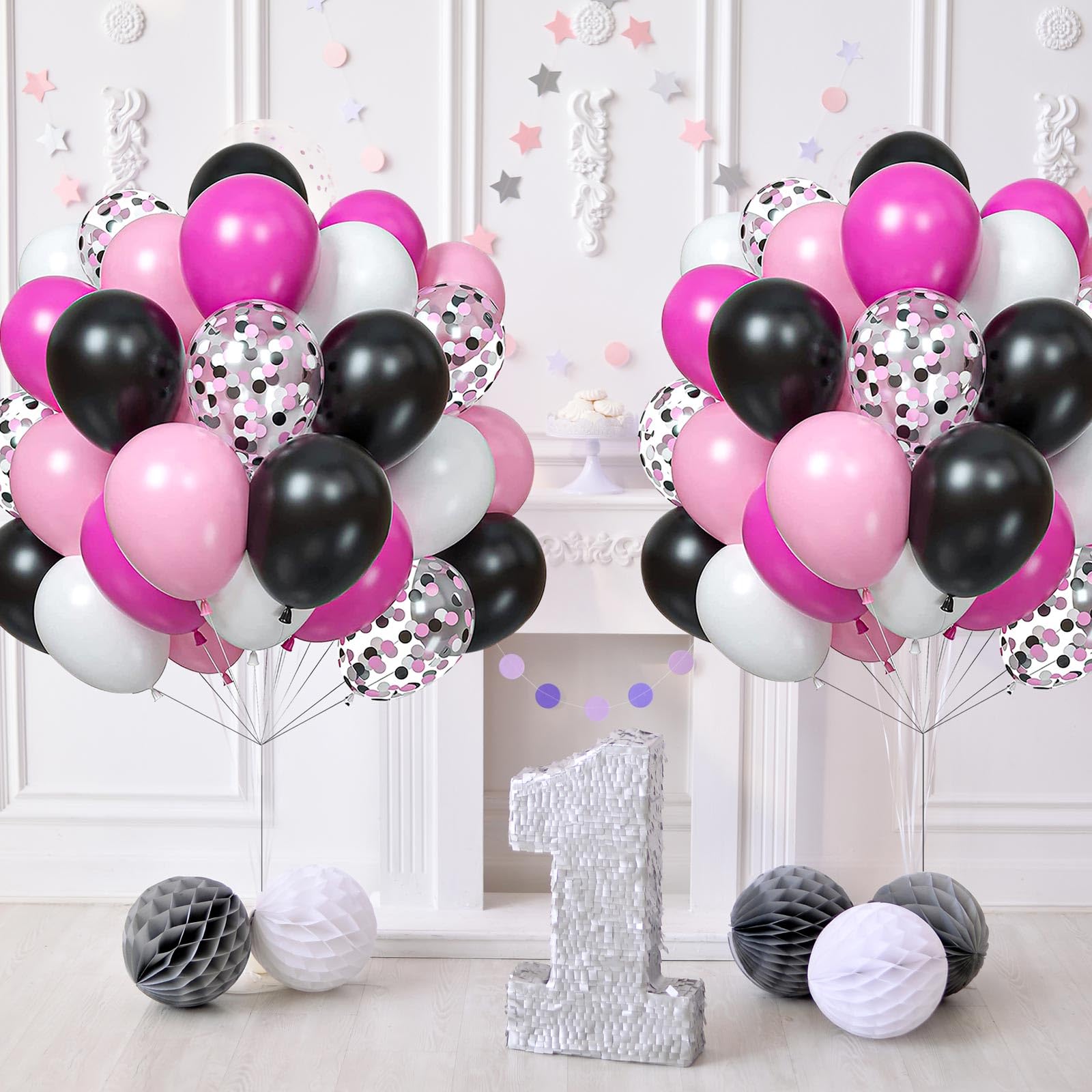 Confetti Balloon and Pink White Rose Red Black Balloons for Baby Shower Birthday Graduation Wedding Festival Party Decoration