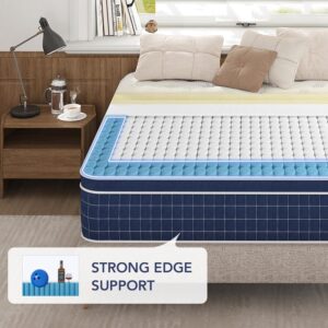 California King Mattress, Upgrade Strengthen, 12 Inch Firm Hybrid Cal King Mattress in a Box, Mattress King Size With Memory Foam and Independent Pocket Springs, Release Stress, Strong Edge Support