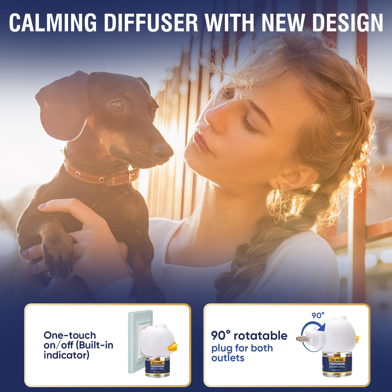 Dog Calming Pheromones Diffuser 6 in 1 Kit Appeasing Pheromone Diffuser to Calm (2 Plug in+4 Pack 48ml Refill) for Anxiety Relief Reduce Aggression Fighting Barking Stress 120 Day Supply(Tasteless)