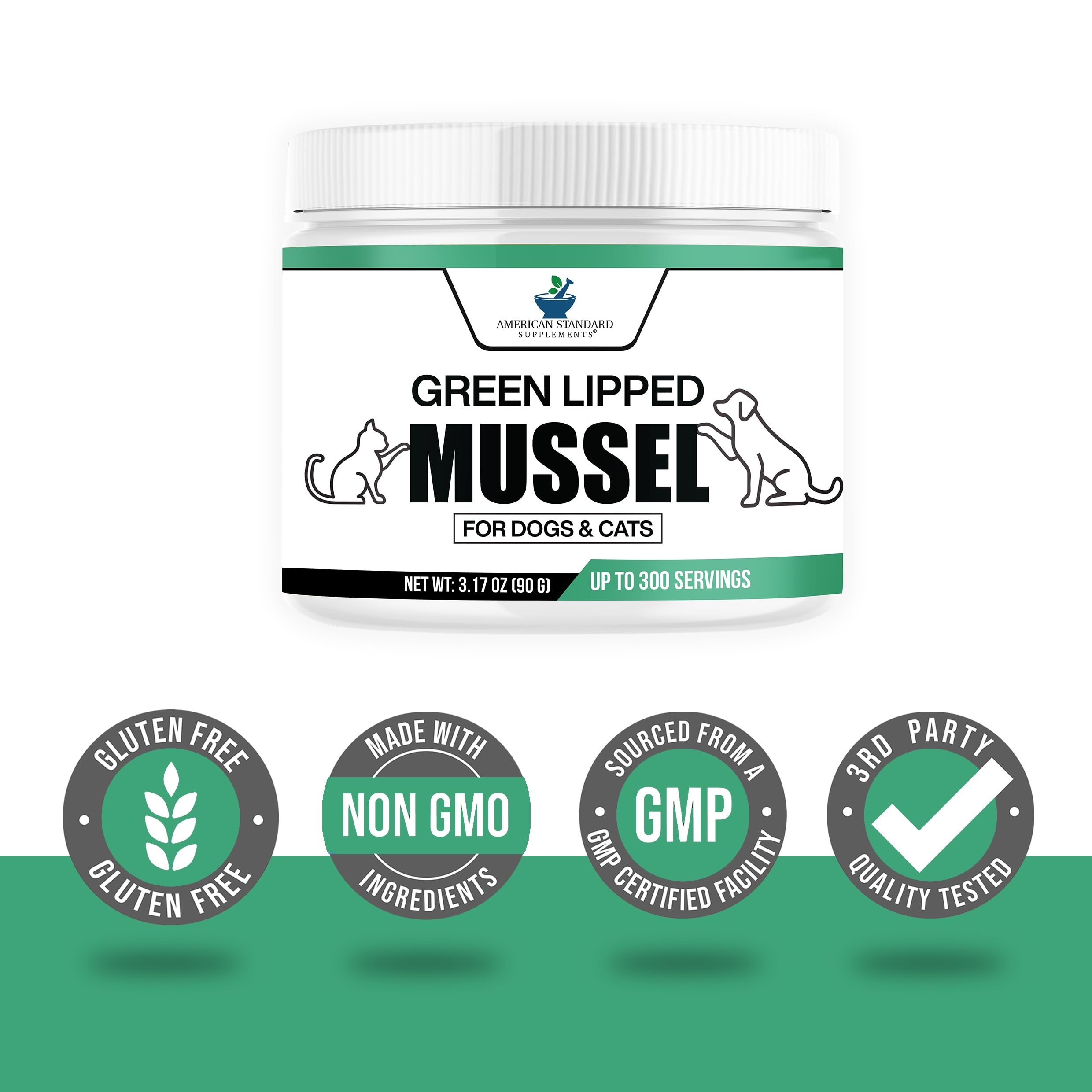 American Standard Supplements Green Lipped Mussel Powder for Dogs & Cats - Joint & Mobility Support - 3.17 oz (90g)