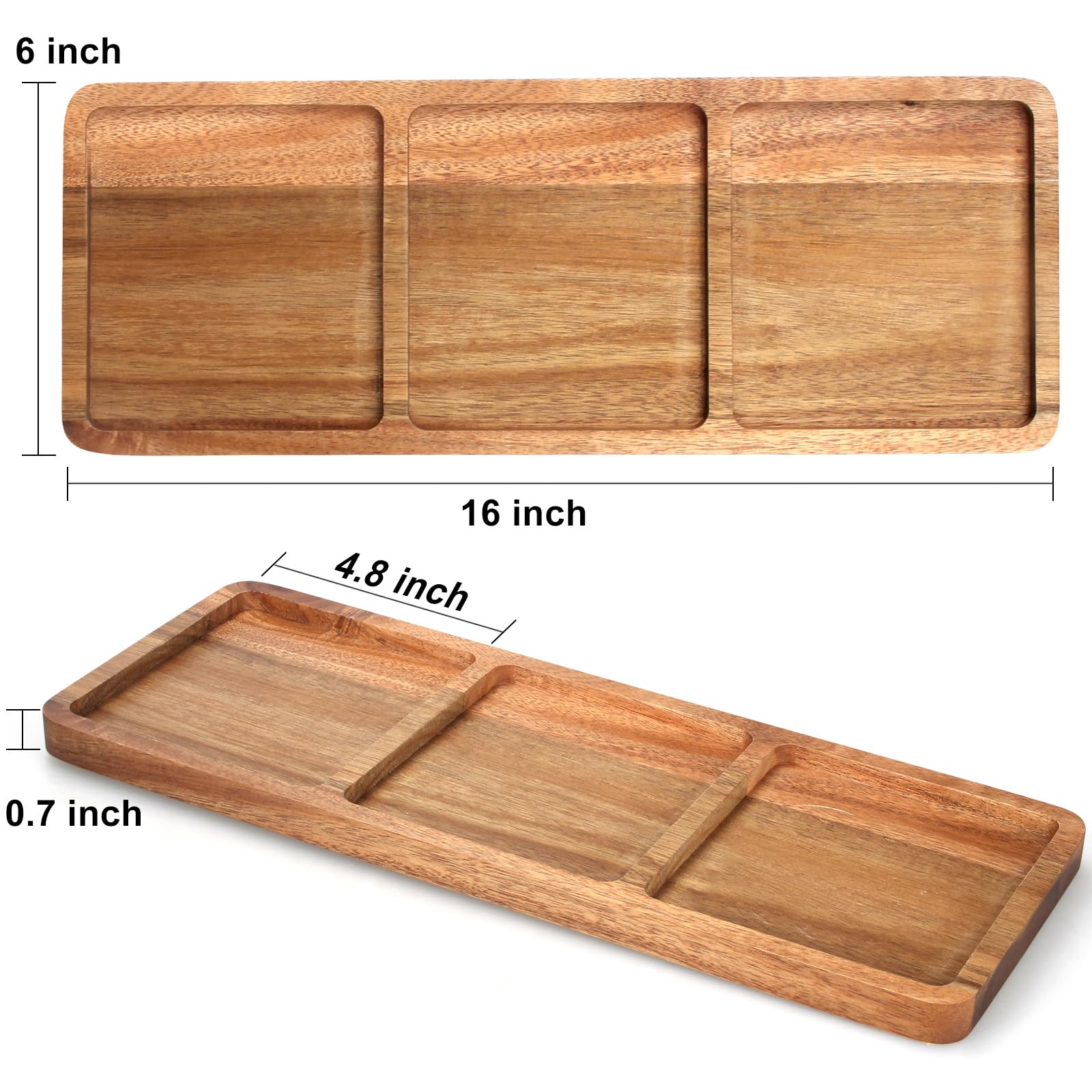 Large Wooden Bathroom Vanity Tray Rectangular Soap Dispenser Holder for Kitchen Counter Acacia Wood Serving Tray for Perfume Dresser Key Tray Divider Kitchen Sink Tray Decor Bathroom Toilet Tank Tray