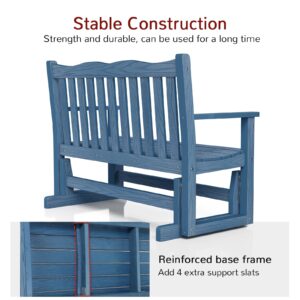 Stoog Patio Glider, 2-Person All-Weather HIPS Outdoor Glider Bench with 800 lbs Weight Capacity, Weatherproof Glider, Low Maintenance, Blue