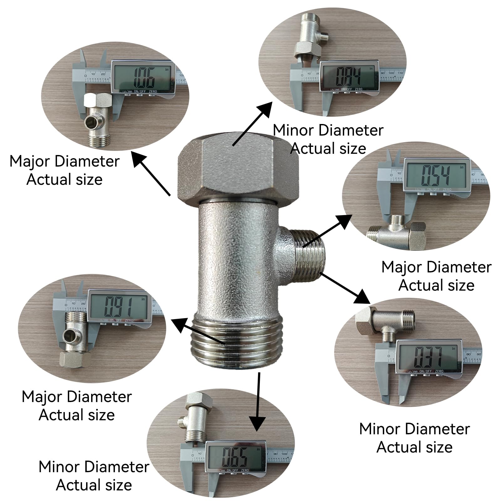 Chomely Bidet T Adapter for Tushy Bidet, Brass T Valve for (7/8” x 7/8” x 3/8”), 3-way T Connector Bidet Attachment for Toilet