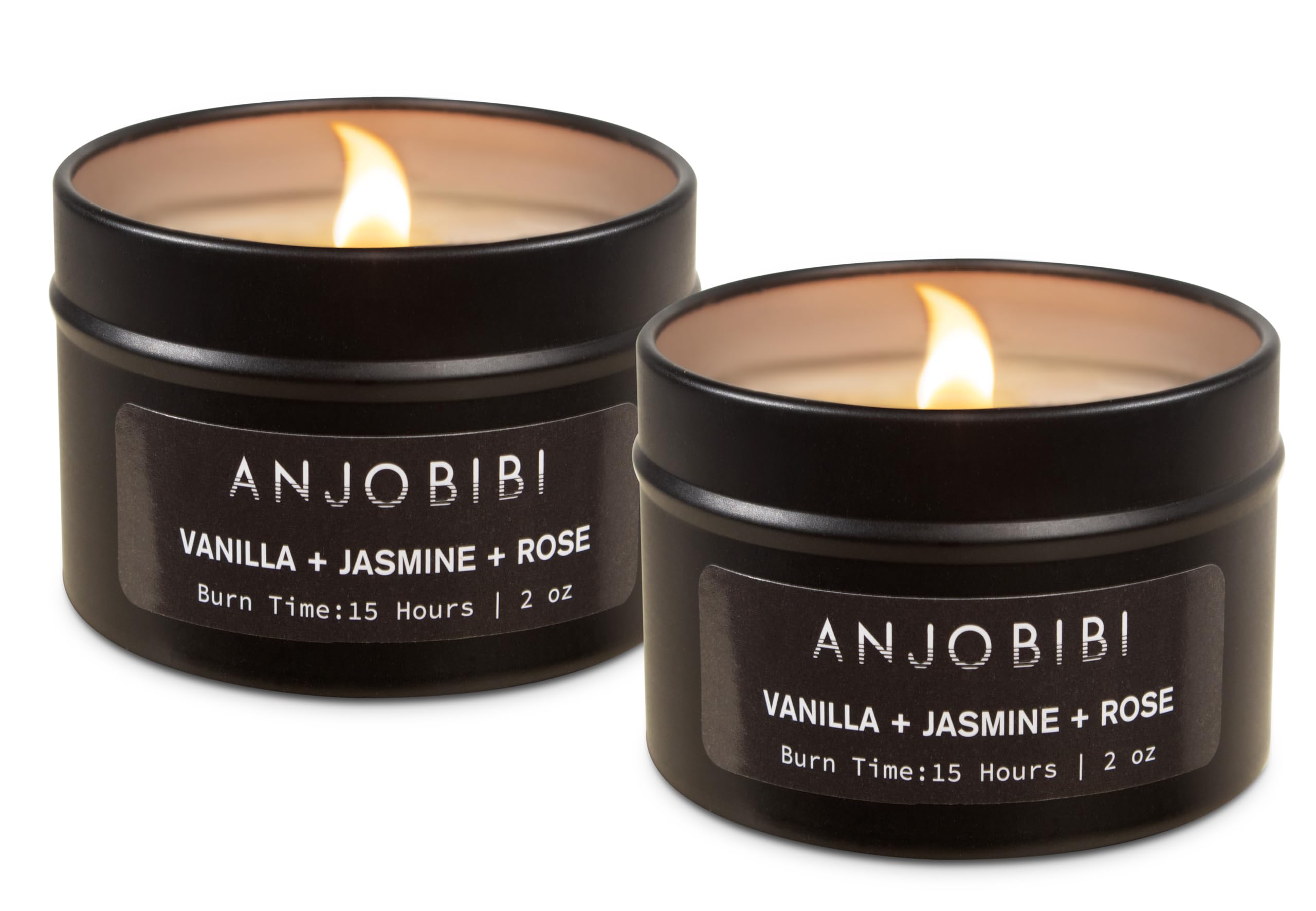 Vanilla & Jasmine & Rose Scented Candle Gifts for Women （2 Pack） - 2 Oz - 15 Hour Burn Time Long Lasting Candle，All Natural, Soy Candles, Soothe