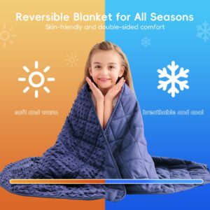 yescool Weighted Blanket Kids 5 lb Blue Warm Weighted Throw Blanket Minky Plush Heavy Blanket Microfiber Small Fleece Blanket Cooling Heating Weighted Comforter, 36 * 48in