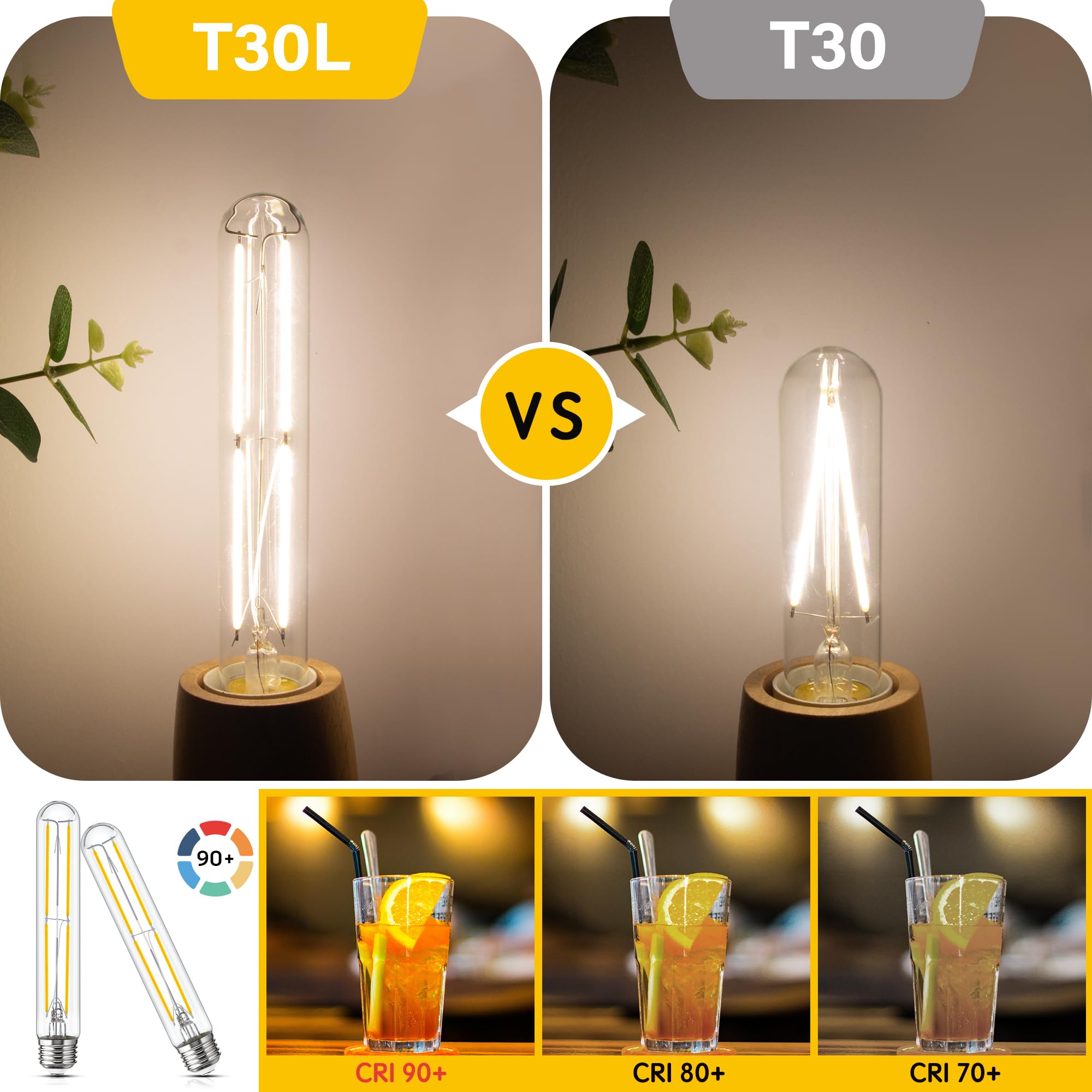 Sphoon Tubular Light Bulb 7.3 Inch Dimmable T10 LED Bulb (4Pack 4000K, 4Pack 4000K)