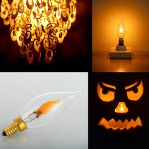 Sunaiony Flickering Candle Light Bulbs E12 LED Flame Bulb, Flicker Light Bulbs Candelabra Base Christmas Small Flame Light Bulbs, 6 Pack