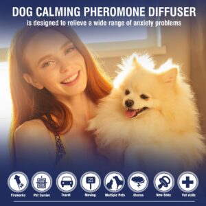 Dog Calming Pheromones Diffuser 6 in 1 Kit Appeasing Pheromone Diffuser to Calm (2 Plug in+4 Pack 48ml Refill) for Anxiety Relief Reduce Aggression Fighting Barking Stress 120 Day Supply(Tasteless)