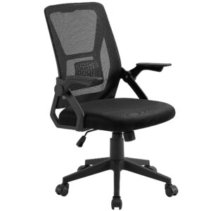 vecelo mid-back swivel ergonomic office chair with adjustable arms, mesh lumbar support for computer task work, black