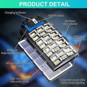 JAYNLT 6000W Solar Street Lights Outdoor,6500K 600000LM Highest Lumen Solar Parking Lot Lights,Waterproof Duks to Dawn Solar Flood Security Lights Motion Sensor for Yards, Driveways