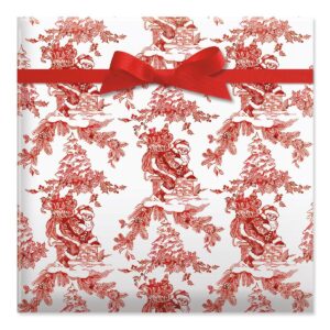 current toile santa jumbo rolled christmas gift wrap, premium semi-gloss 23-inch x 32-foot wrapping paper roll, 61 square feet total