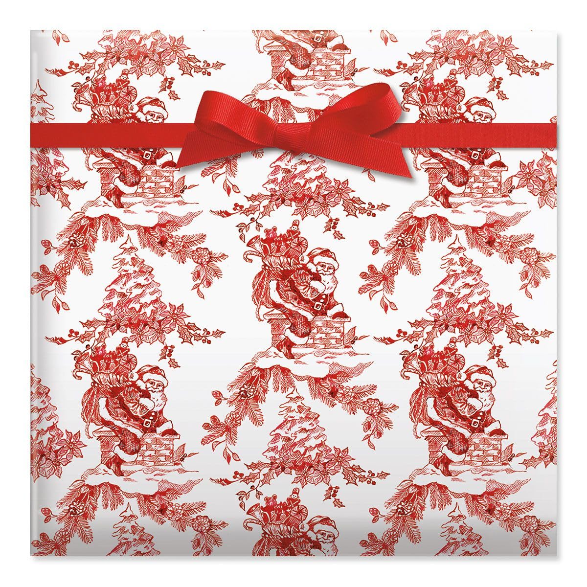 Current Toile Santa Jumbo Rolled Christmas Gift Wrap, Premium Semi-Gloss 23-Inch x 32-Foot Wrapping Paper Roll, 61 Square Feet Total