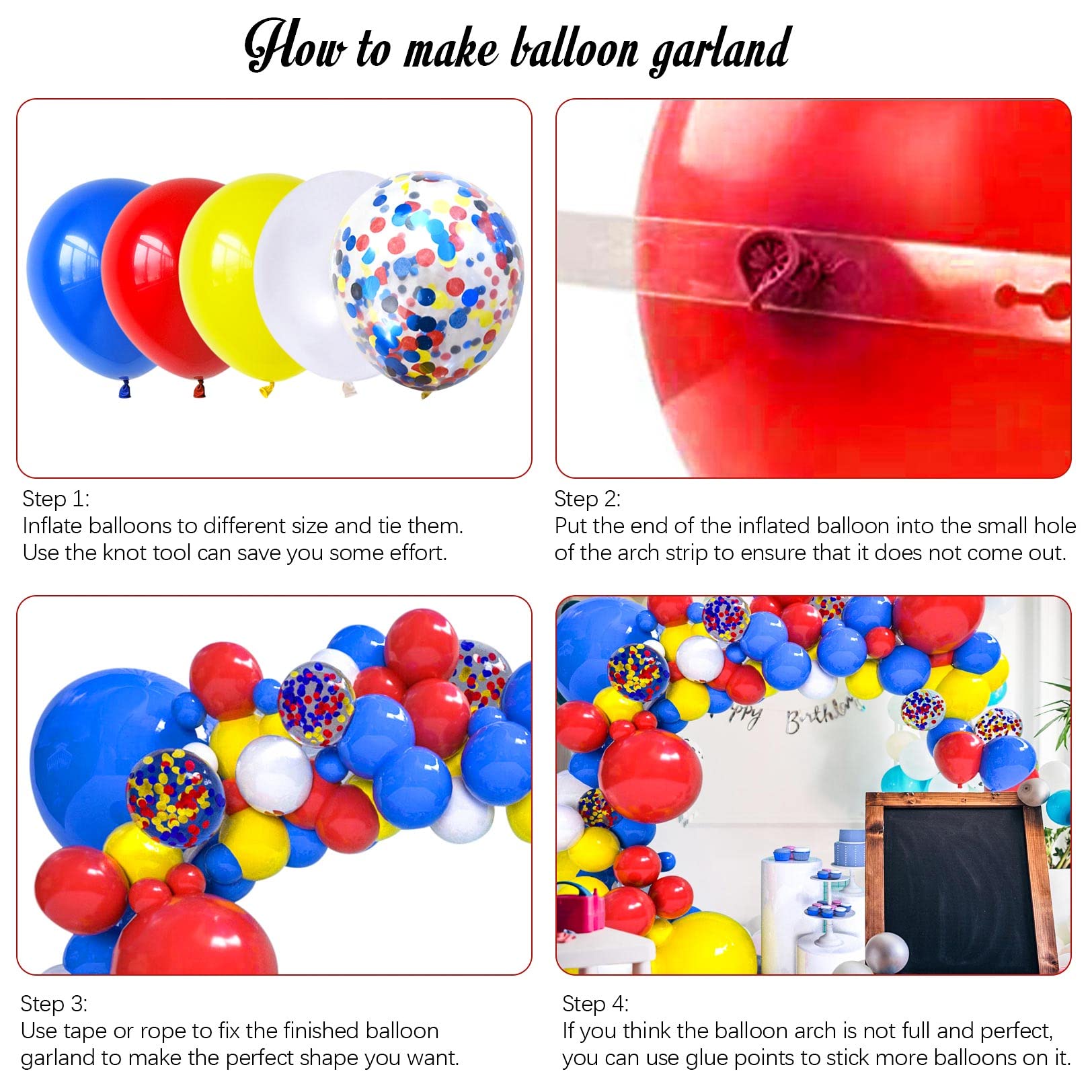 Yellow White Dark Red Dark Blue Balloons and Confetti Balloon for Baby Shower Birthday Graduation Wedding Festival Party Decoration