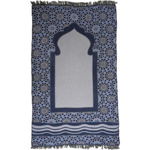 Modefa Turkish Islamic Prayer Mat Janamaz Sajjadah | Thin Woven Cotton Praying Rug | Traditional Muslim Sejada for Men Women Pocket Travel Mat - Stargazer (Blue)