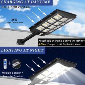 JAYNLT 6000W Solar Street Lights Outdoor,6500K 600000LM Highest Lumen Solar Parking Lot Lights,Waterproof Duks to Dawn Solar Flood Security Lights Motion Sensor for Yards, Driveways