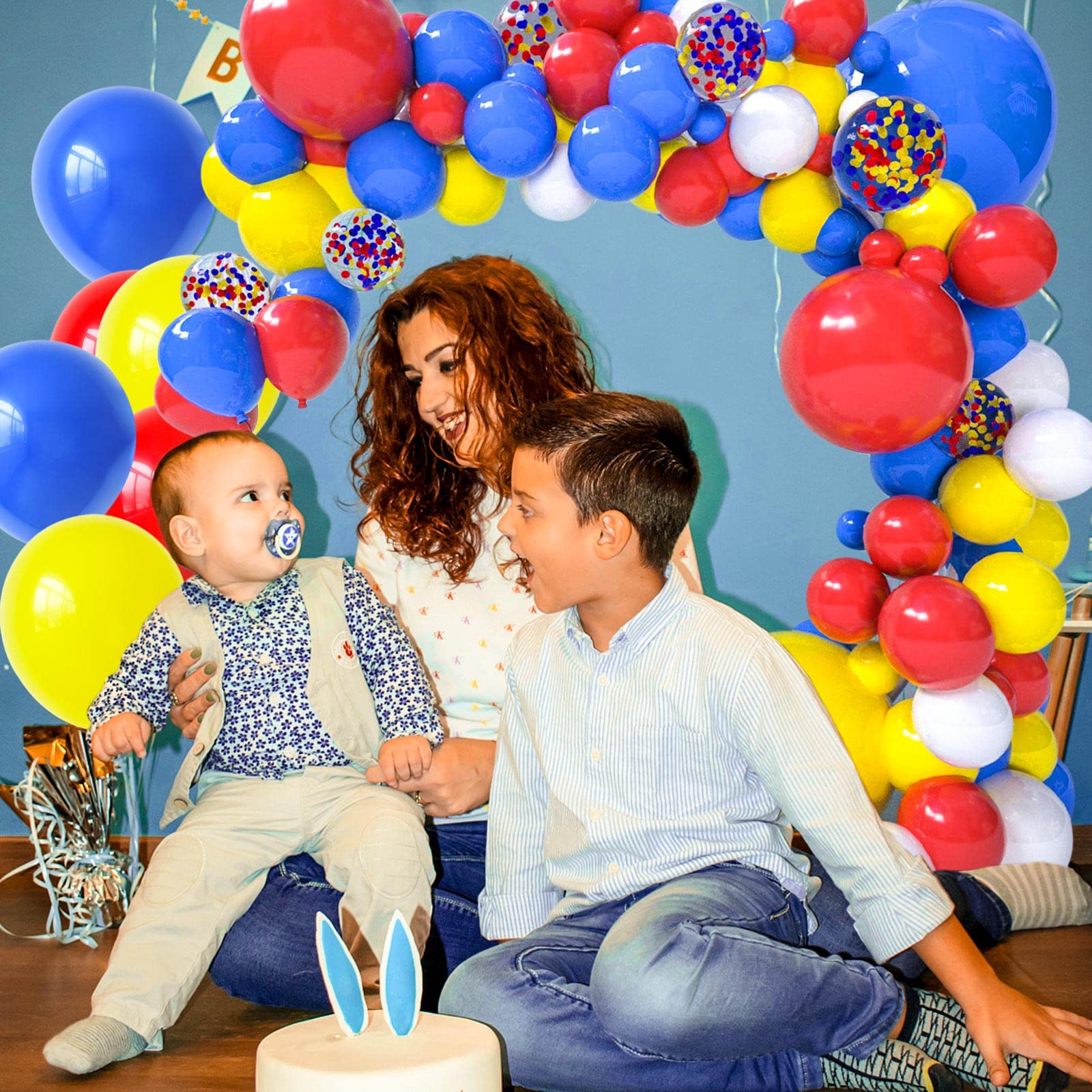 Yellow White Dark Red Dark Blue Balloons and Confetti Balloon for Baby Shower Birthday Graduation Wedding Festival Party Decoration