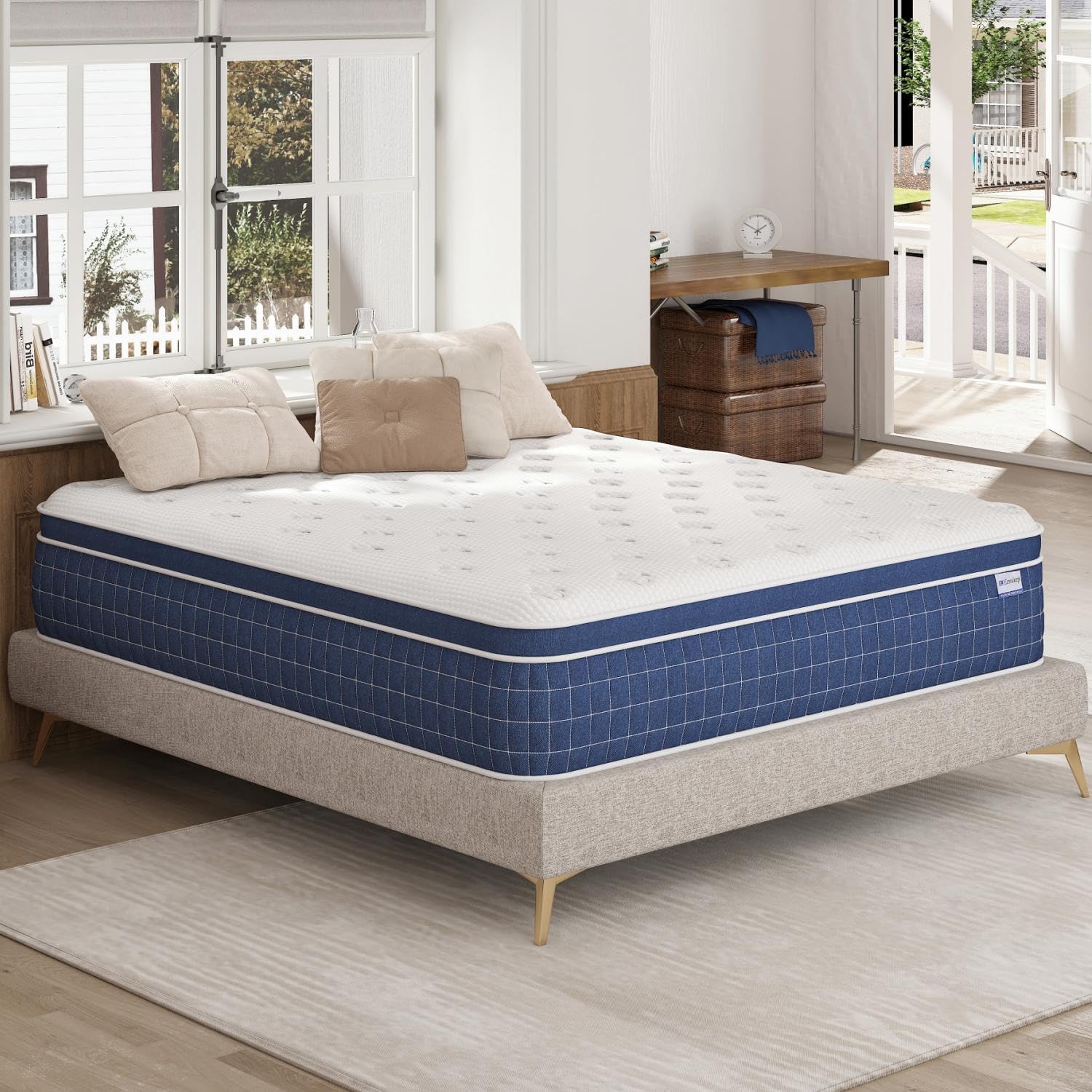 California King Mattress, Upgrade Strengthen, 12 Inch Firm Hybrid Cal King Mattress in a Box, Mattress King Size With Memory Foam and Independent Pocket Springs, Release Stress, Strong Edge Support