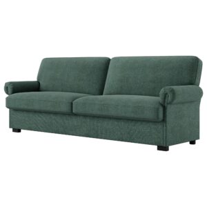 keyluv 70.9" modern loveseat sofa couches for living room, fabric couches with 21.7" deep seat and widen curved armrest, solid wood frame, removable sofa cover, easy assembly, green