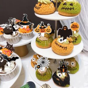 73pcs Halloween Cupcake Toppers Trick Or Treat Cake Topper For Halloween Birthday Decoration Witches Pumpkin Bat Ghost Party Supplies