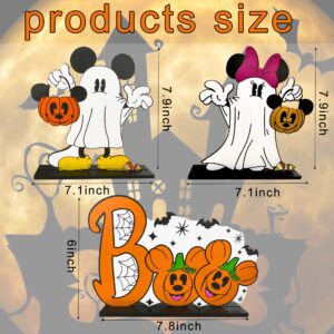 3PCS Halloween Mouse Wooden Table Centerpieces Halloween Mouse Decorations Boo Sign Table Centerpiece for Halloween Happy Halloween Mouse Pumpkin Table Topper for Halloween Party Supplies