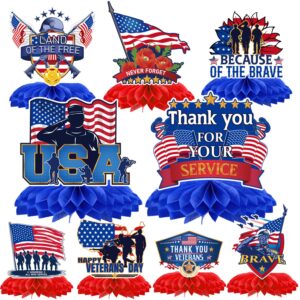 gameza veterans day party decorations - 9pcs veterans day decorations thank you veterans honeycomb centerpieces table decor happy veterans day patriotic decorations memorial day theme party supplies