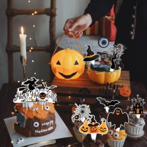 73pcs Halloween Cupcake Toppers Trick Or Treat Cake Topper For Halloween Birthday Decoration Witches Pumpkin Bat Ghost Party Supplies