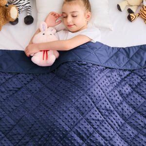 yescool Weighted Blanket Kids 5 lb Blue Warm Weighted Throw Blanket Minky Plush Heavy Blanket Microfiber Small Fleece Blanket Cooling Heating Weighted Comforter, 36 * 48in