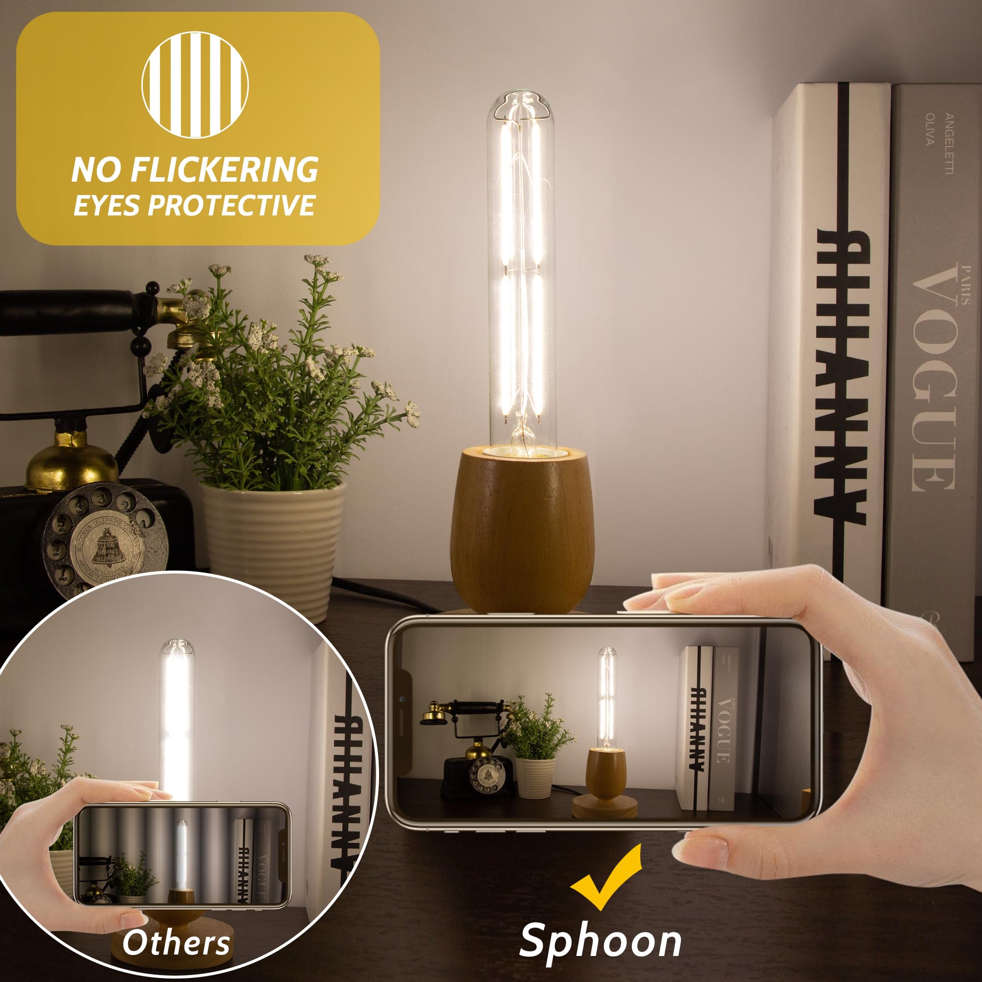 Sphoon Tubular Light Bulb 7.3 Inch Dimmable T10 LED Bulb (4Pack 4000K, 4Pack 4000K)