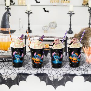 Halloween Disposable Cups for Kids Adult 30 PCS, Halloween Cartoon Pumpkin Paper Cups for Hot Cold Drinks, Pumpkin Bat Holiday Cups Spooky Halloween Party Supplies 12 OZ Black Blue Cartoon