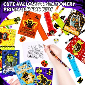 PURPERCAT Halloween Party Favor for Kids, 292 Pcs Large Halloween Stationery Set with Goody Treat Bags, Halloween Bulk Stationery for Class, Stationery Kit, Spooky Halloween Themed Party Gifts Prizes