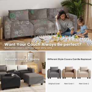 LLappuil Modular Sectional Storage Couch Ottoman Seats，Storage Ottoman Footrest Modules for Customizable Sectional Sofa, Breathable Solft Fabric, Washable, Removable, Dark Grey