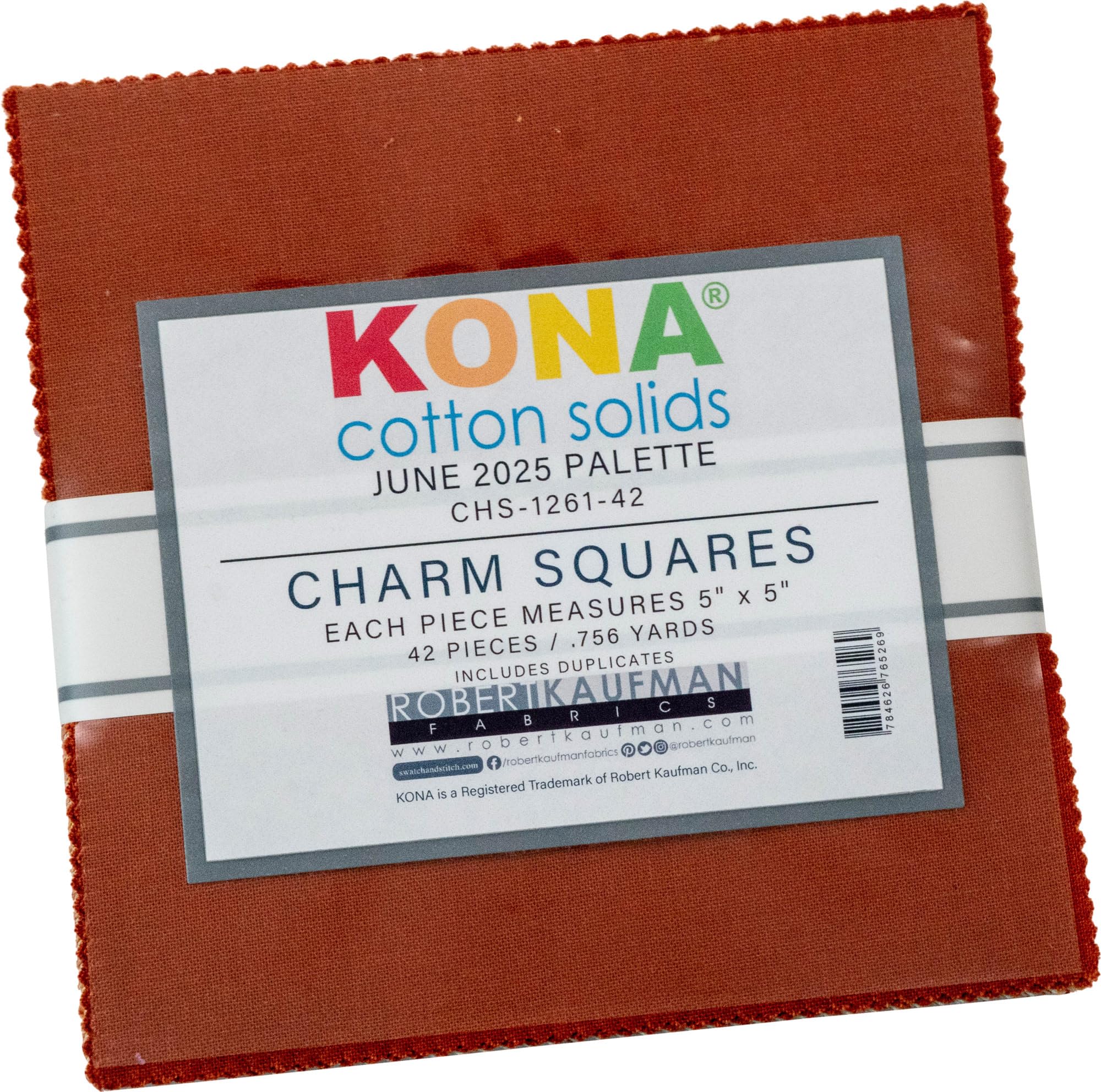 Kona Cotton Solids June 2025 Charm Square 42 5-inch Squares Charm Pack Robert Kaufman CHS-1261-42