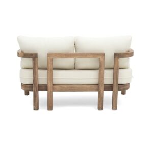 Merax 2-Piece Outdoor Acacia Wood Loveseat Sofa Couch with Coffee Table,Patio Furniture Conversation Set for Backyard