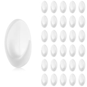 sibba 30pcs clear adhesive wall hooks for hanging, transparent reusable heavy duty hooks acrylic sticky hangers with non marking sticker for kitchen bathroom bedroom office(white)