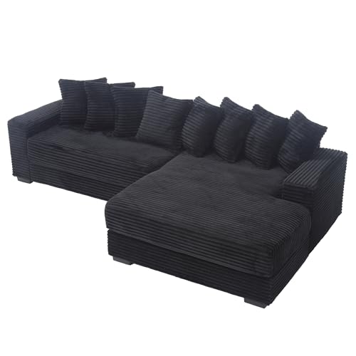 Eafurn Right Facing Oversized Two-Piece Sleeper Sectional Sofa Corner Couch with Extra Wide Chaise Lounge,Comfy Corduroy Upholstered Modular Sofa&Couches for Living Room Apartment