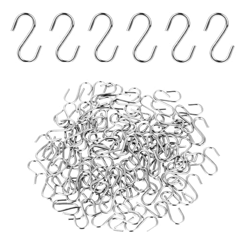 JJUNW 100 Pcs Small S Hooks for Hanging, 1/2 Inch Mini S Hook for Hanging Crafts, Mini S Shaped Hooks for DIY Crafts Hanging Jewelry Key Chain Connectors(Silver)