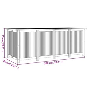 loibinfen Solid Wood Patio Storage Box, Solid Wood Deck Box, Garden Backyard Storage Box, Outdoor Storage Container, 78.7"x31.5"x29.5" Solid Wood Acacia