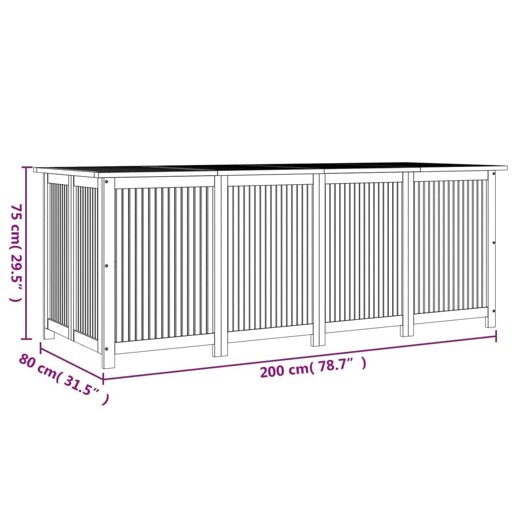 loibinfen Solid Wood Patio Storage Box, Solid Wood Deck Box, Garden Backyard Storage Box, Outdoor Storage Container, 78.7"x31.5"x29.5" Solid Wood Acacia