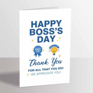 Ure Tenk Boss Appreciation Card From Employees, Happy Boss's Day Thank You Card, Best Boss Ever Card, Great Job Boss Card