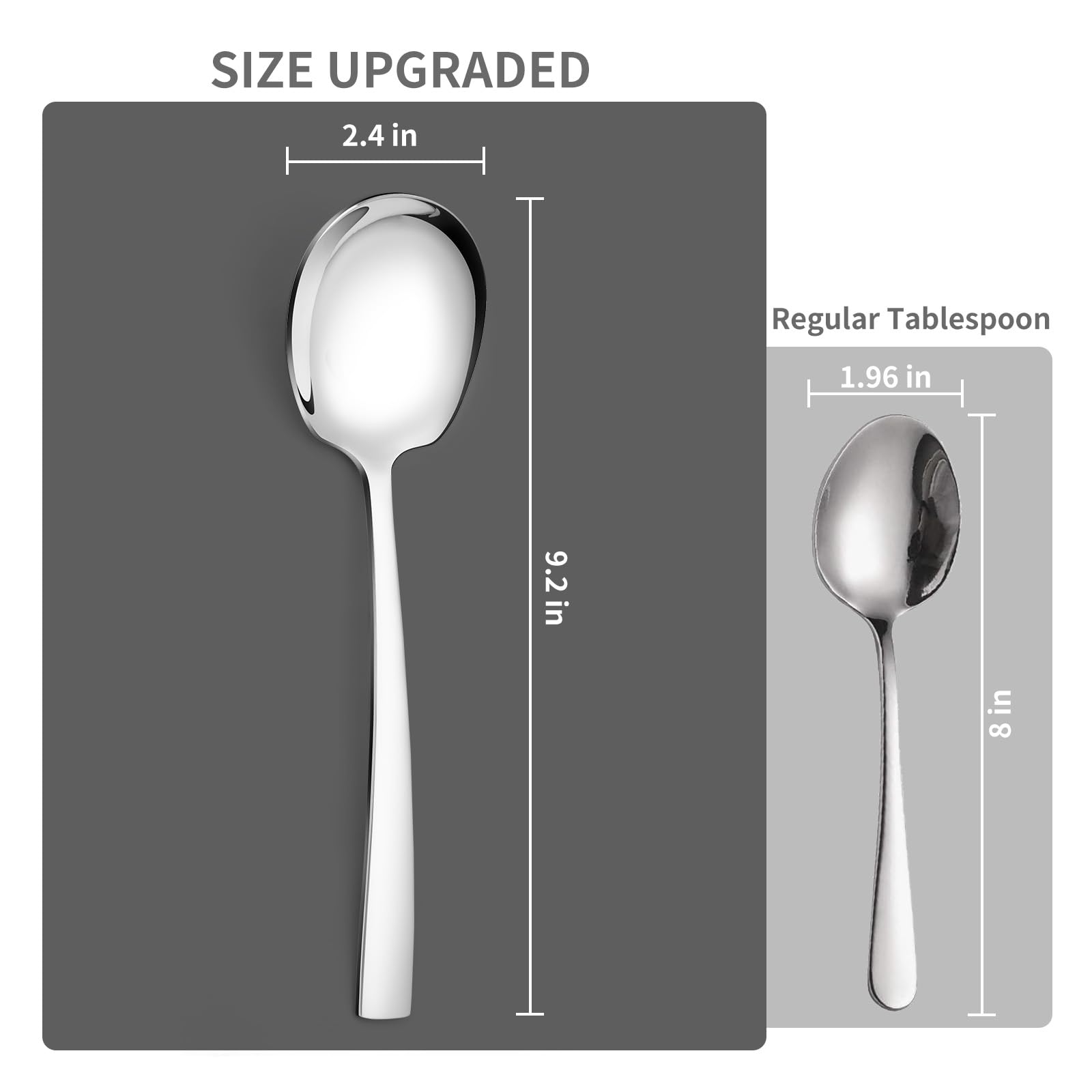 Large Serving Spoons, 8 Pieces Large Stainless Steel Serving Spoons Set Includes 8 Large Serving Spoons, Serving Spoons for Parties/Kitchen/Buffet, Dishwasher Safe, 9.2-Inch