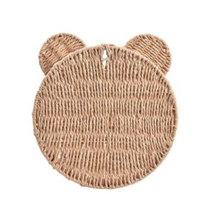 Uitndvyte Bear Ear Shape Wall Mounting Shelf Rattan Wall Shelves Small Plant Display Storage Rack Woven Hanging Storage Basket