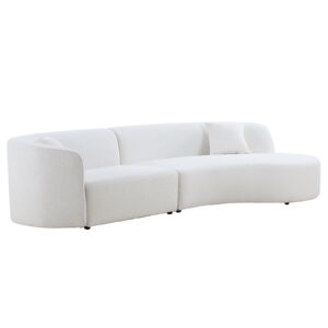 mr.waiba Luxury Modern Style Living Room Upholstery Curved Sofa with Chaise 2-Piece Set, Right Hand Facing Sectional, Boucle Couch, White