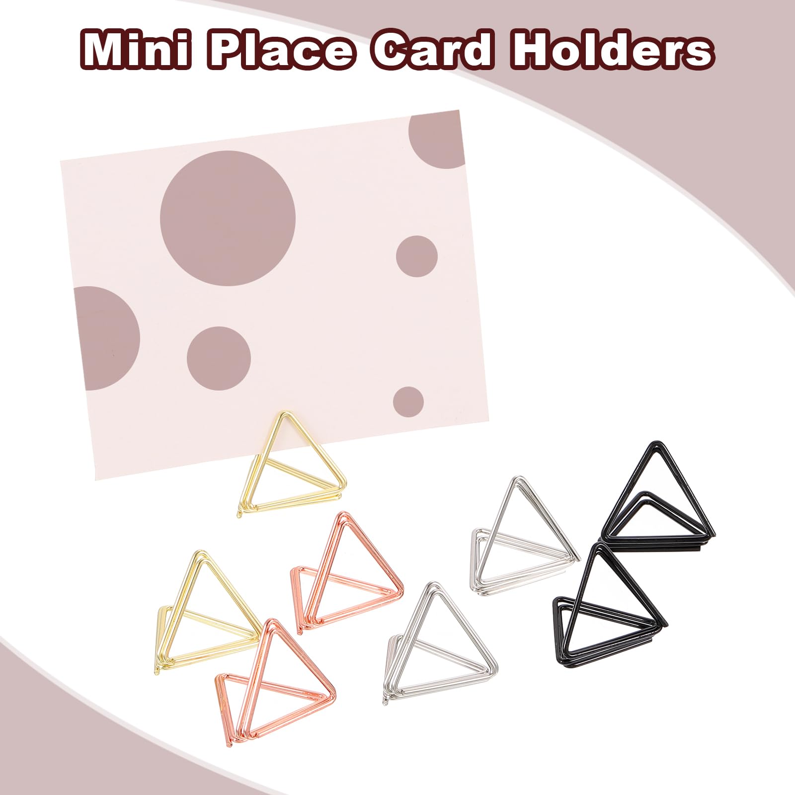 uxcell 36Pcs Triangle Shape Table Number Holders Mini Place Card Holders Carbon Steel Picture Holders for Tables Centerpieces, Wedding Reception, Parties, Banquets, Golden