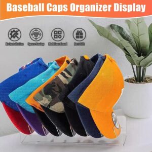 Hat Organizer for Baseball Caps, 2 Pack Hat Racks for Baseball Caps Display and Organizer for Bedroom, No Install Acrylic Hat stand for 14 Baseball Caps, Closet, Dresser, Office