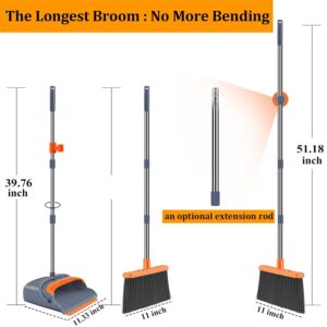 Generic Upgrade Broom and Dustpan Set, Self-Cleaning with Dustpan Teeth, Indoor&Outdoor Sweeping, Ideal for Dog Cat