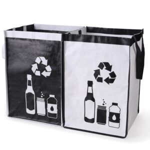 bebesta recycle waste bin bags for kitchen ultra-large capacity ， home trash sorting bins organizer baskets，waterproof baskets compartment container-(big new black 2pcs)